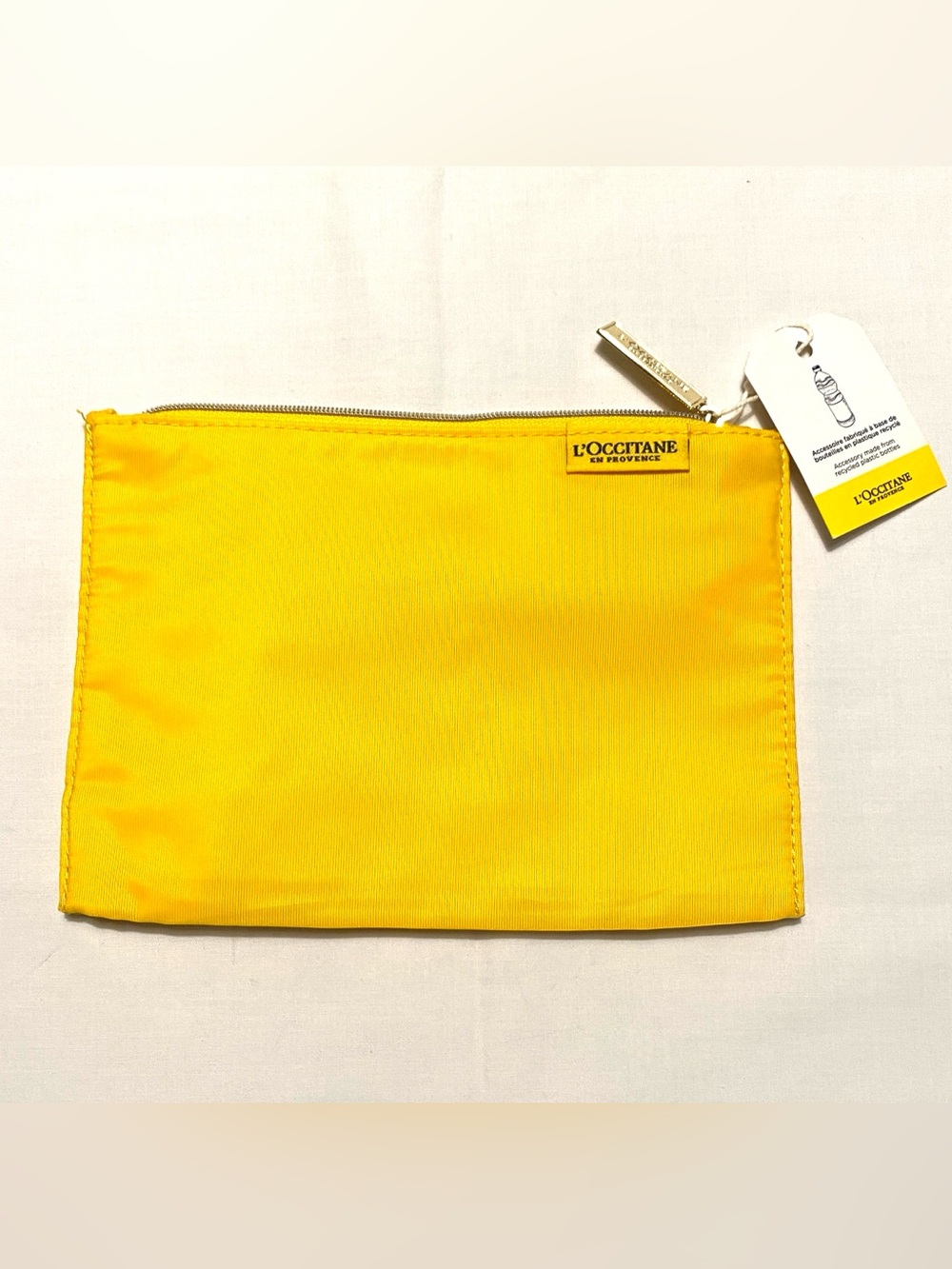 ⭐$1 Add-On | L'Occitane Yellow Zip Pouch Cosmetic Bag NWT Travel Case Small